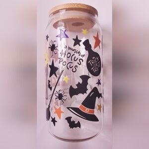 Hand pressed 20oz Hocus Pocus themed glass cup